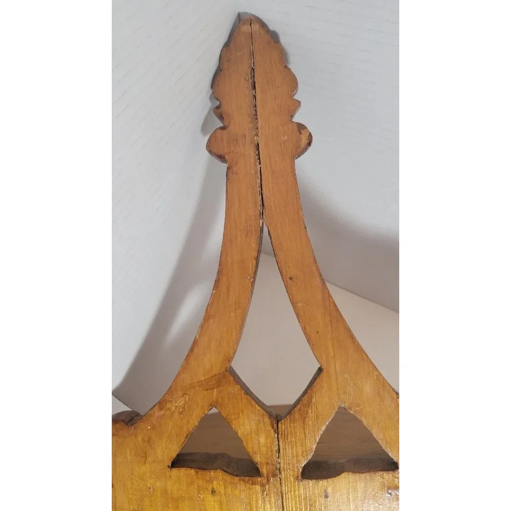 Beautifully Ornate Hand Carved Figural Wood Bracket Wall Shelf, set of two.